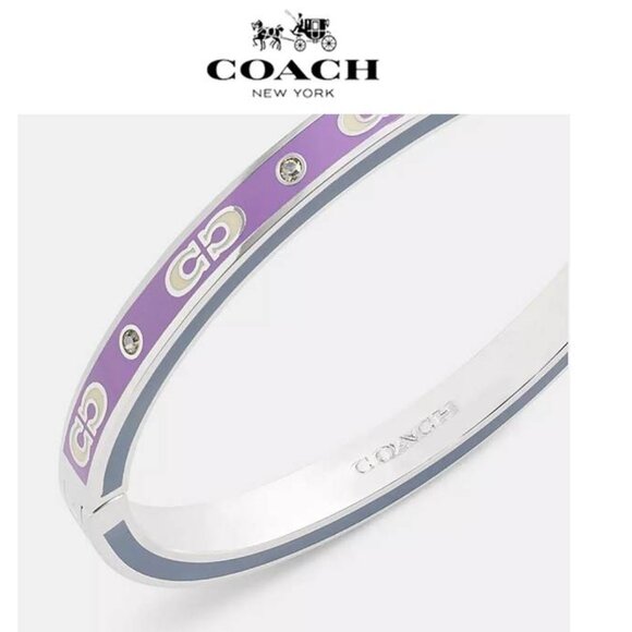 COACH Kissing Signature Enamel Hinged Bangle NWT - Picture 3 of 9